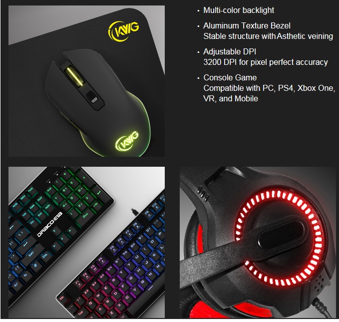 KWG Draco RGB Gaming Combo Set - Picture 2